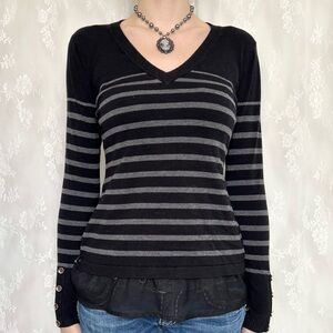 Y2K Grunge Black & Grey Striped Sweater